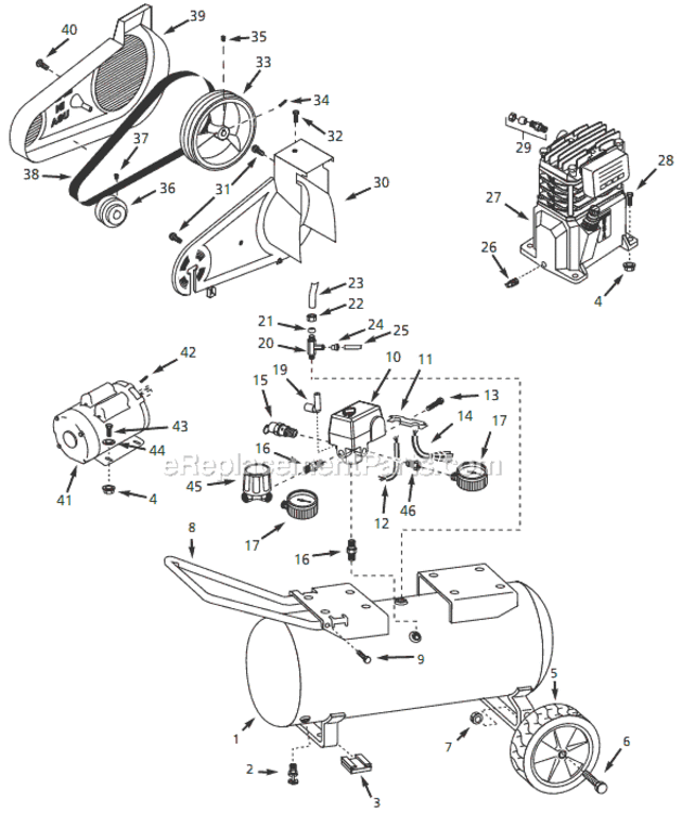 Page A Diagram and Parts List for VT627803 2003 Campbell Hausfeld Compressor